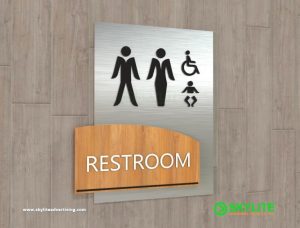 designed by benc bathroom sign laser cut acrylic with aluminum backing